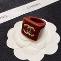 Chanel Vintage Red 18K Gold Ring