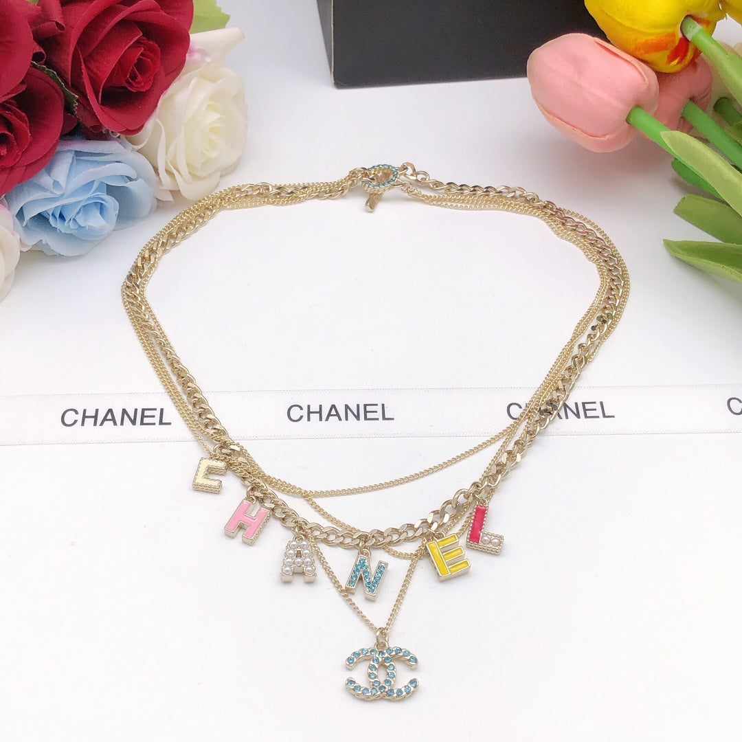 Chanel Color Typo 18K Gold Necklace