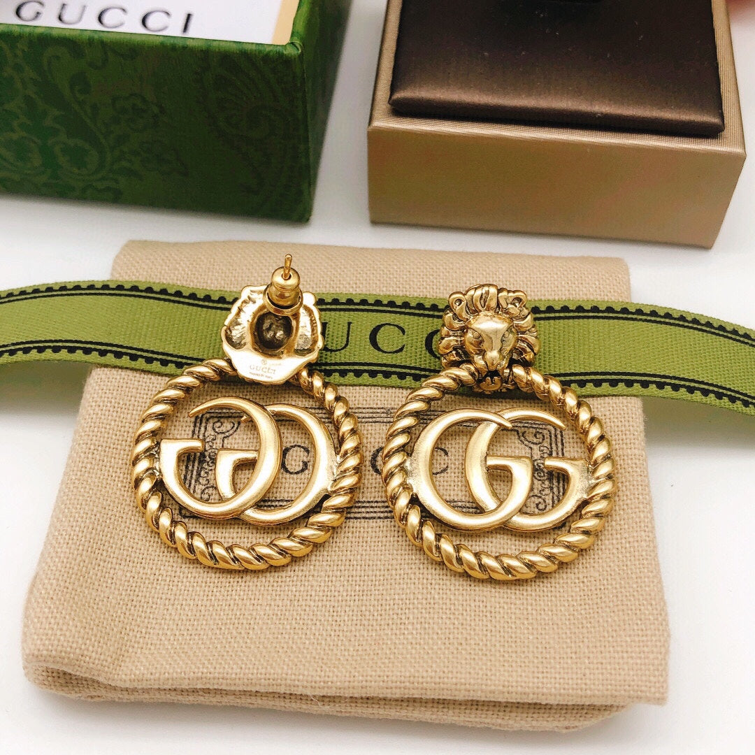 Gucci Double Pendant 18K Gold Earrings