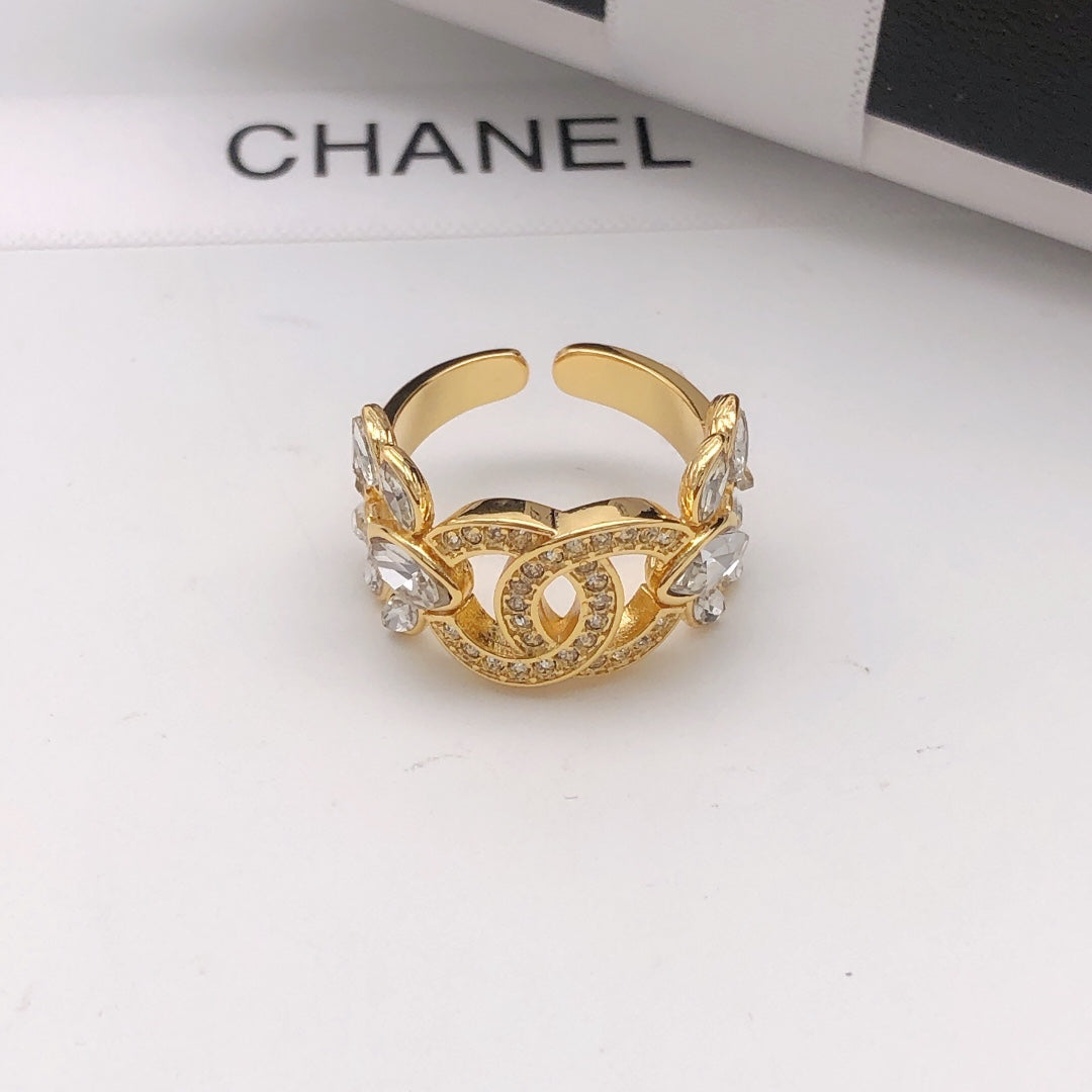 Chanel Flower Crystals 18K Gold Ring