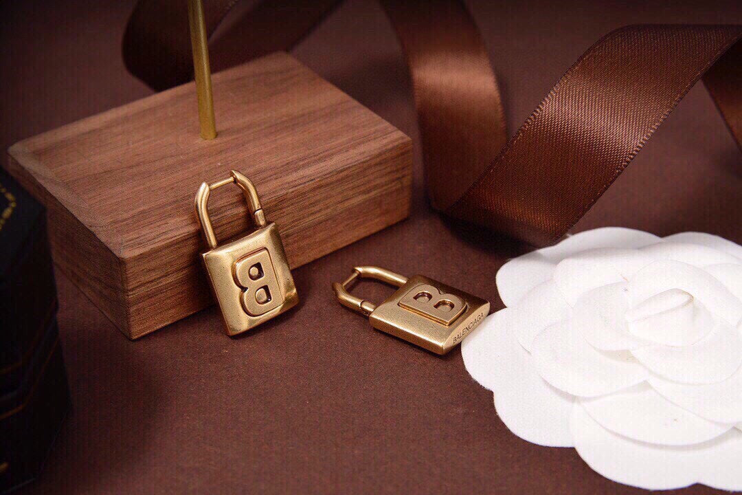 Balenciaga Gold Small Lock 18K Gold Earrings