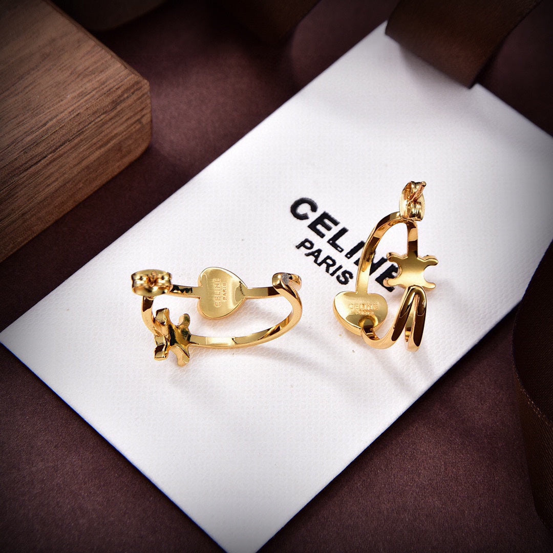 Celine Heart 18K Gold Earrings