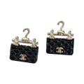 Chanel Classic Bag Pendant 18K Gold Earrings