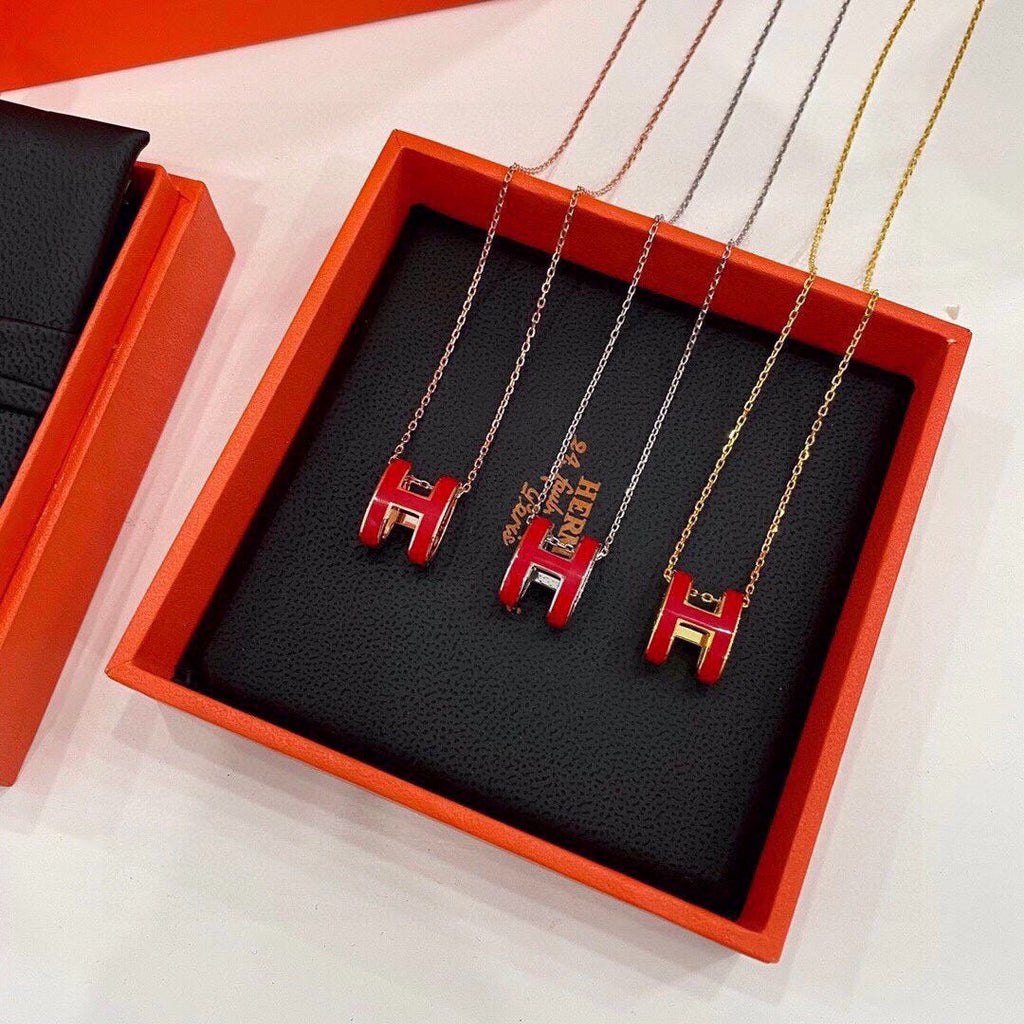 Hermes Mini Pop Red 18K Gold Necklace