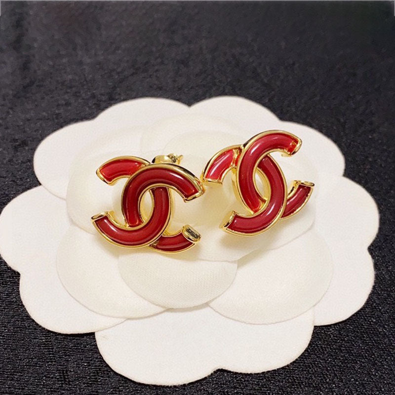 Chanel Red 18K Gold Earrings