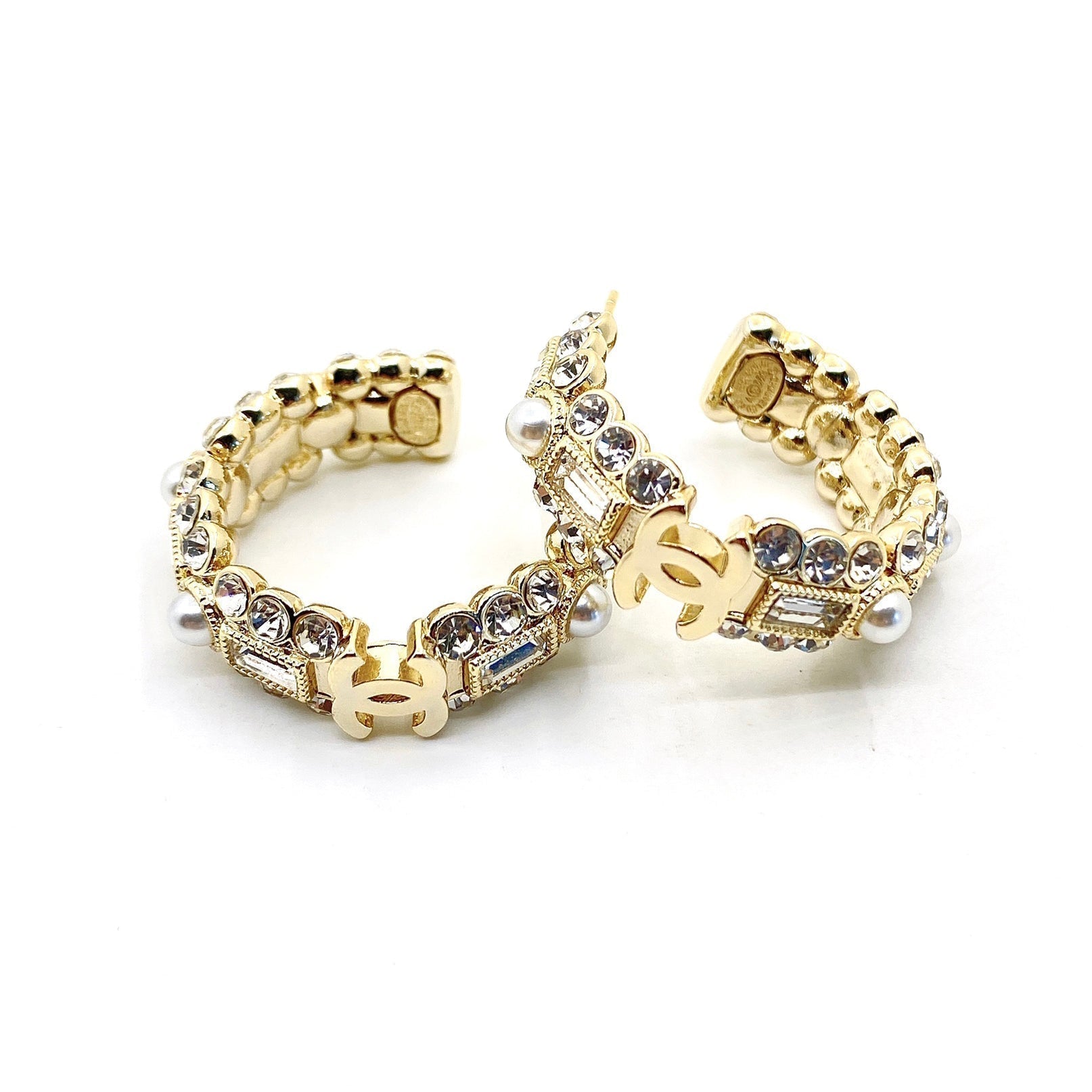 Chanel Crystals Circle 18K Gold Earrings