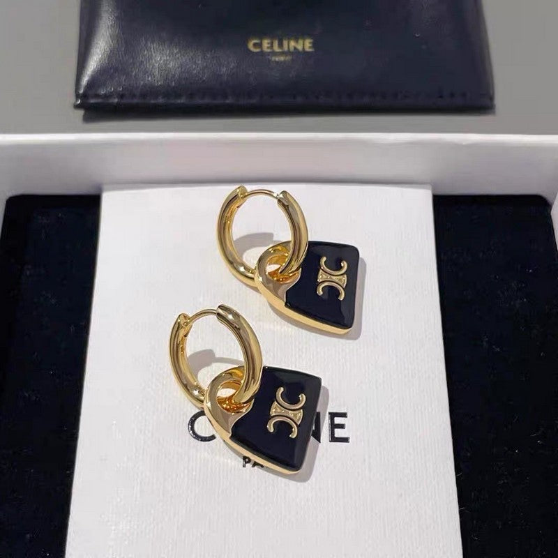 Celine Black Bag Gold 18K Gold Earrings