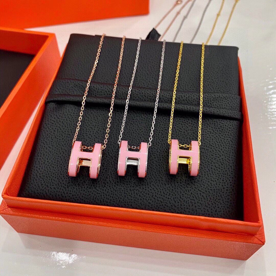 Hermes Mini Pop Pink 18K Gold Necklace