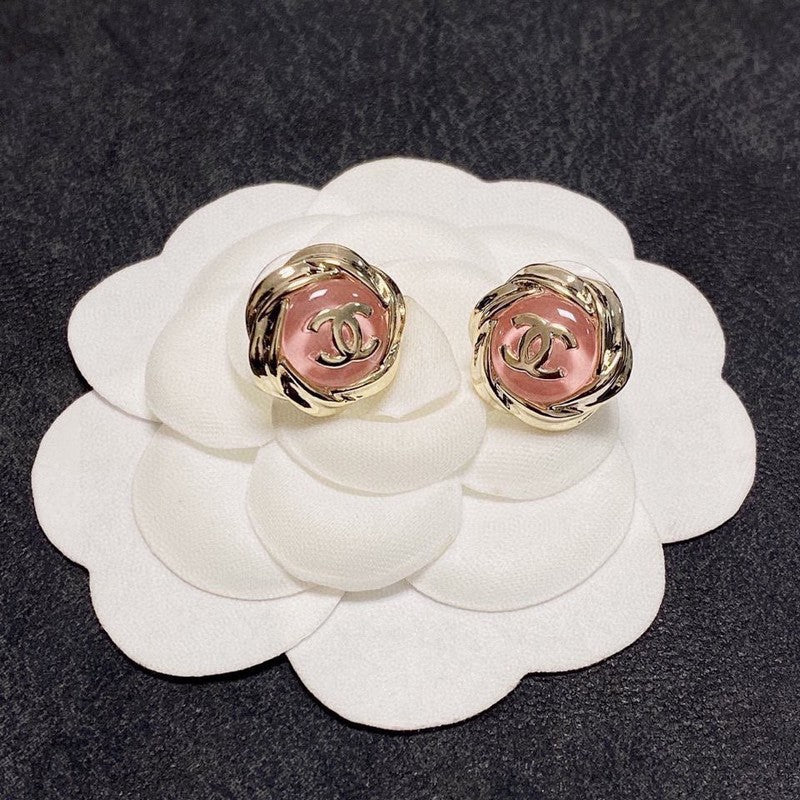 Chanel Pink 18K Gold Earrings