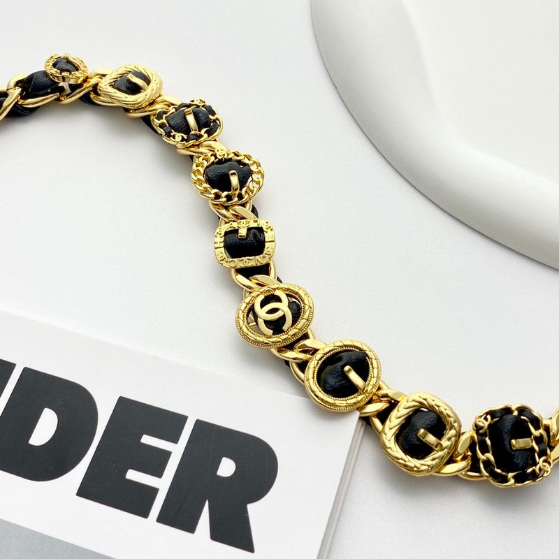 Chanel 2024 Leather 18K Gold Necklace