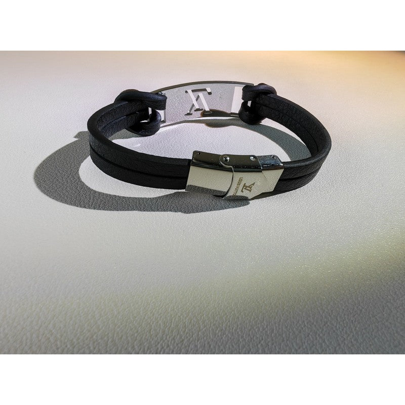 Louis Vuitton Leather 18K Gold Bracelet