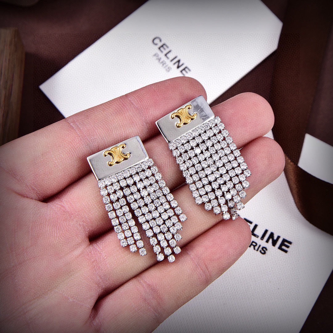Celine Diamonds Tassel 18K Gold Earrings