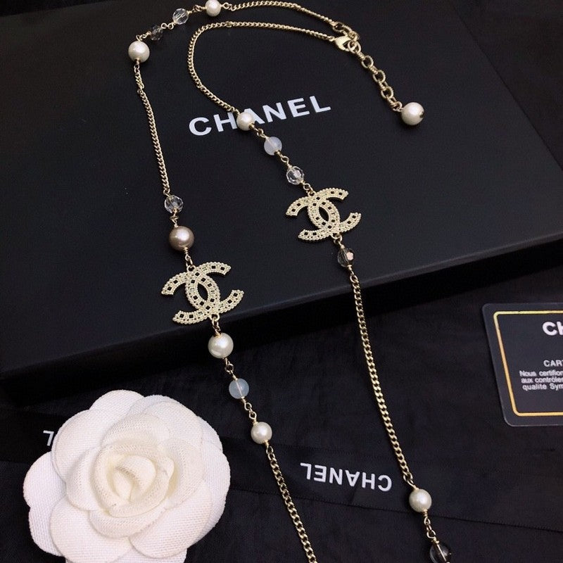 Chanel Long Pearl 18K Gold Necklace