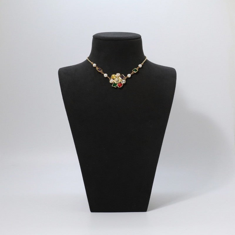 Chanel Color Crystal Choker 18K Gold Necklace