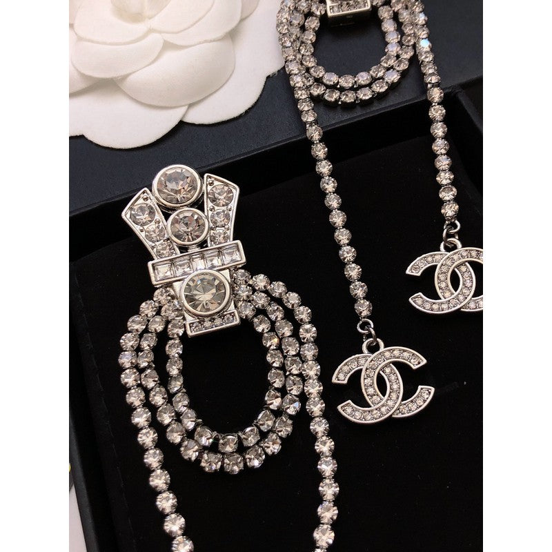 Chanel Tassel Crystal 18K Gold Earrings