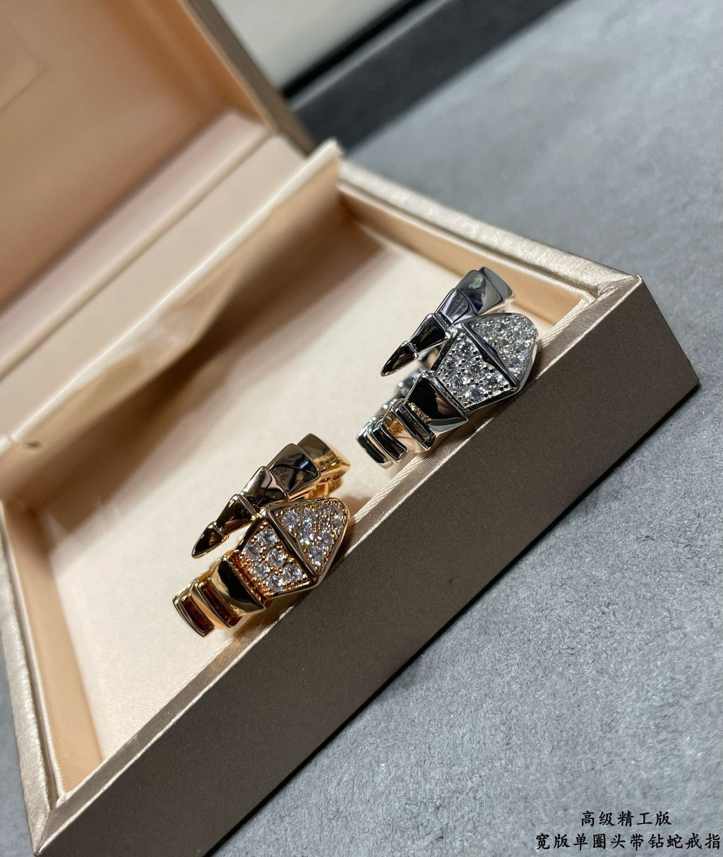 Bvlgari Serpenti Viper Head Diamond 18K Gold Ring