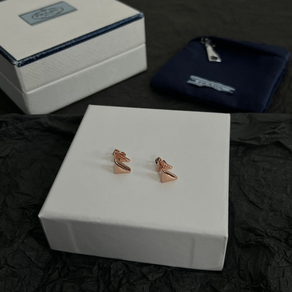 Prada Triangle 18K Gold Earrings