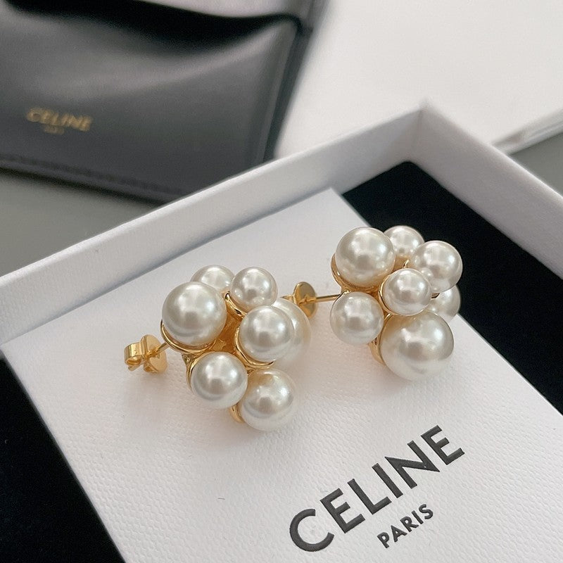 Celine Pearls Gold 18K Gold Earrings
