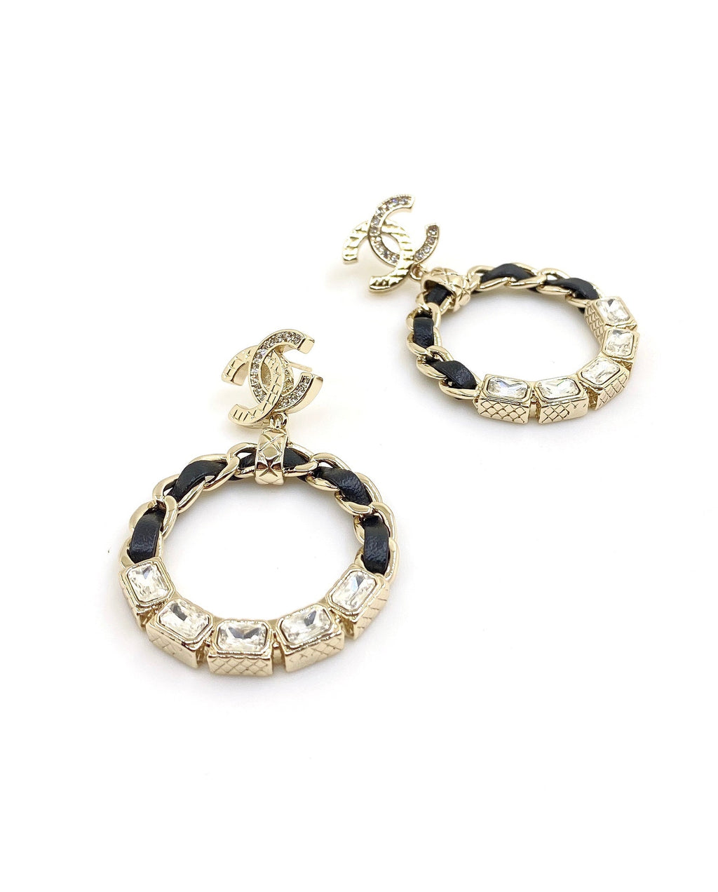 Chanel Round Crystals 18K Gold Earrings