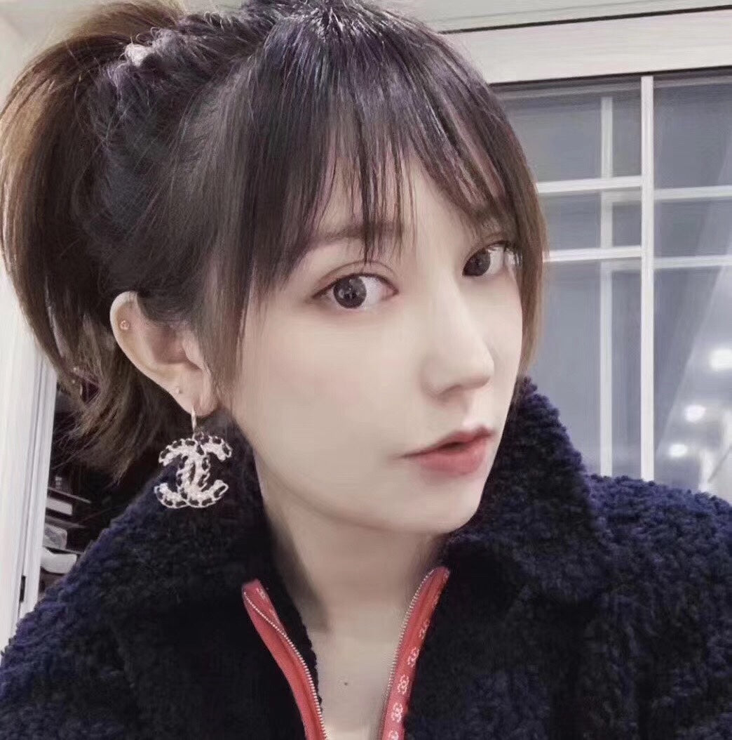 Chanel Pendant Leather 18K Gold Earrings