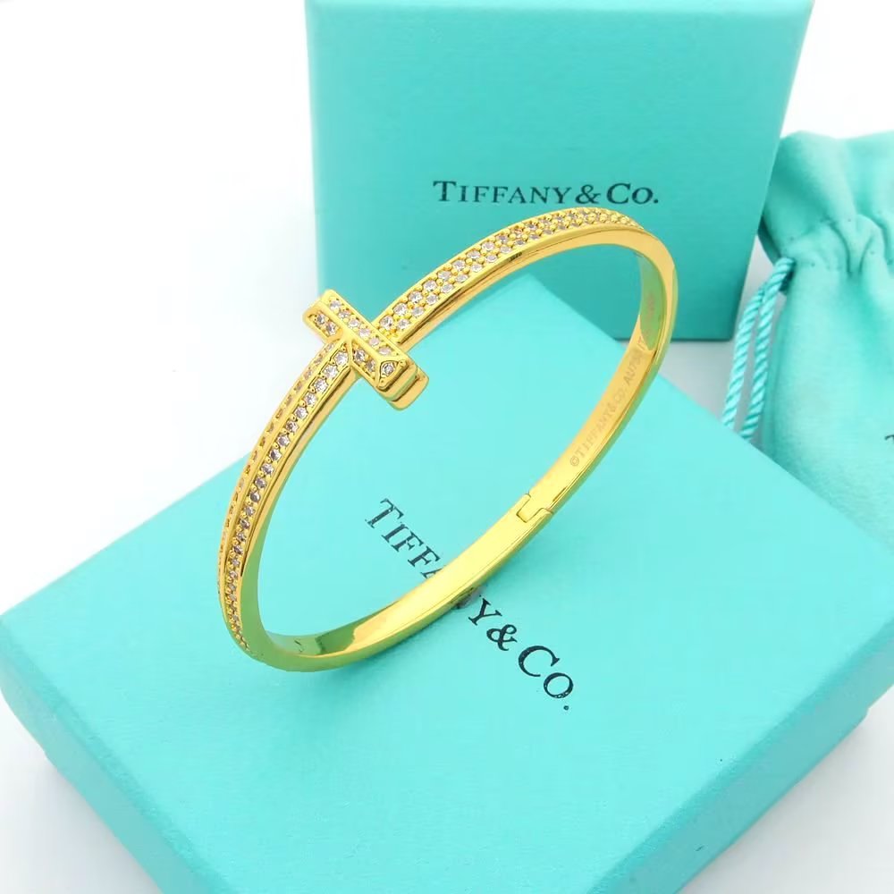 T1 Wide Diamond Bangle 18K Gold Bracelet