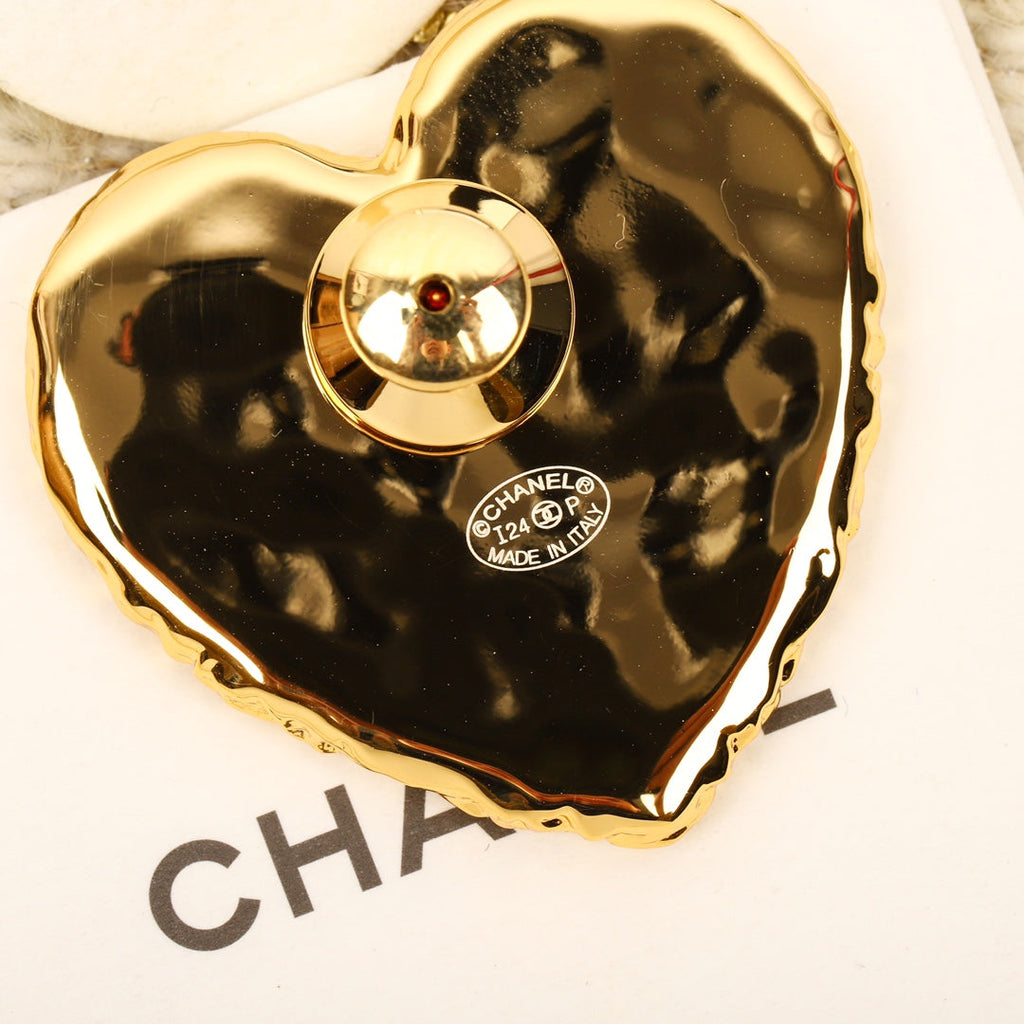 Chanel Black Heart 18K Gold Brooch