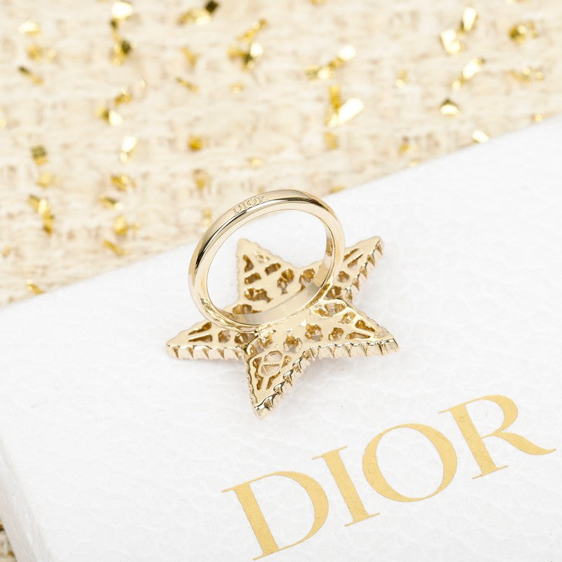 Dior Star Diamond 18K Gold Brooch