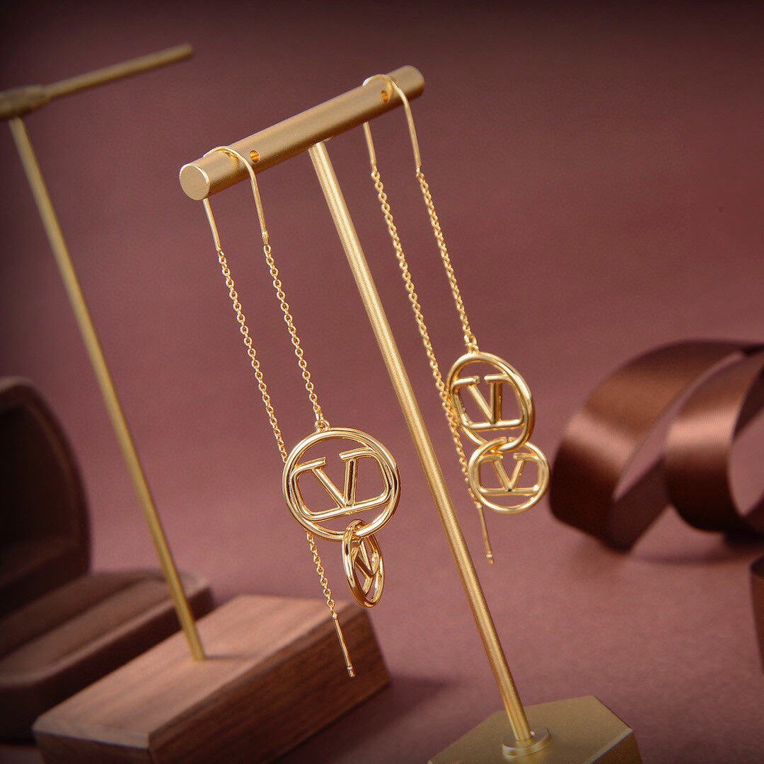 Valentino Long 18K Gold Earrings