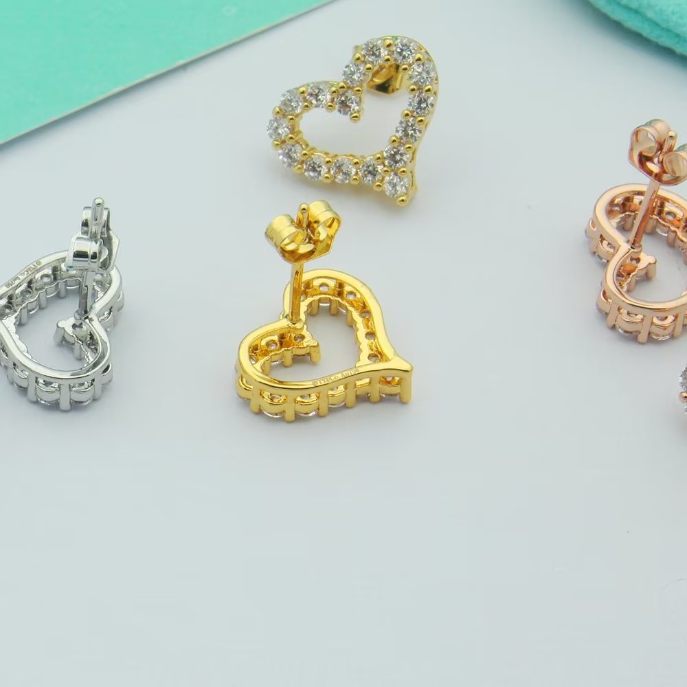 Tiffany Heart Diamonds 18K Gold Earrings