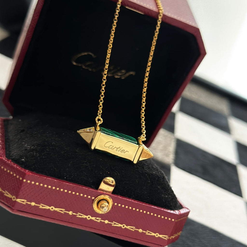 Les Berlingots De Malachite 18K Gold Necklace