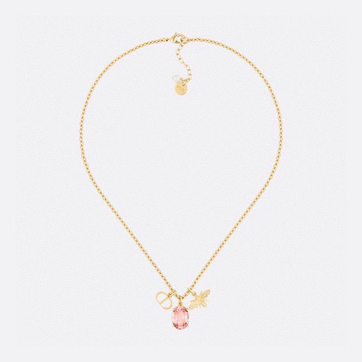 Dior Petit Pink Crystal 18K Gold Necklace