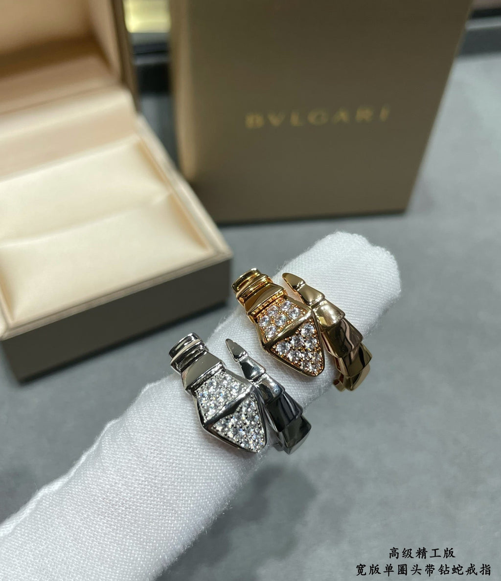 Bvlgari Serpenti Viper Head Diamond 18K Gold Ring