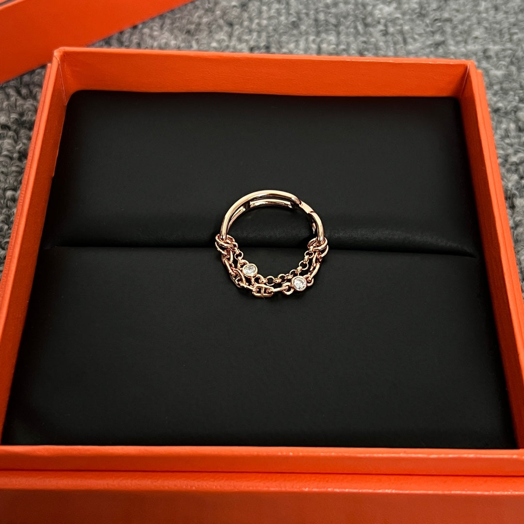 Hermes Chaine D'Ancre Chaos 18K Gold Ring