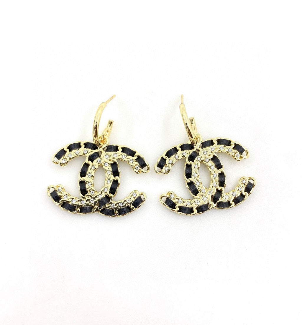 Chanel Leather 18K Gold Earrings