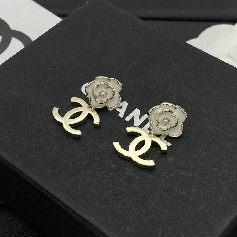 Chanel Camellia 18K Gold Earrings