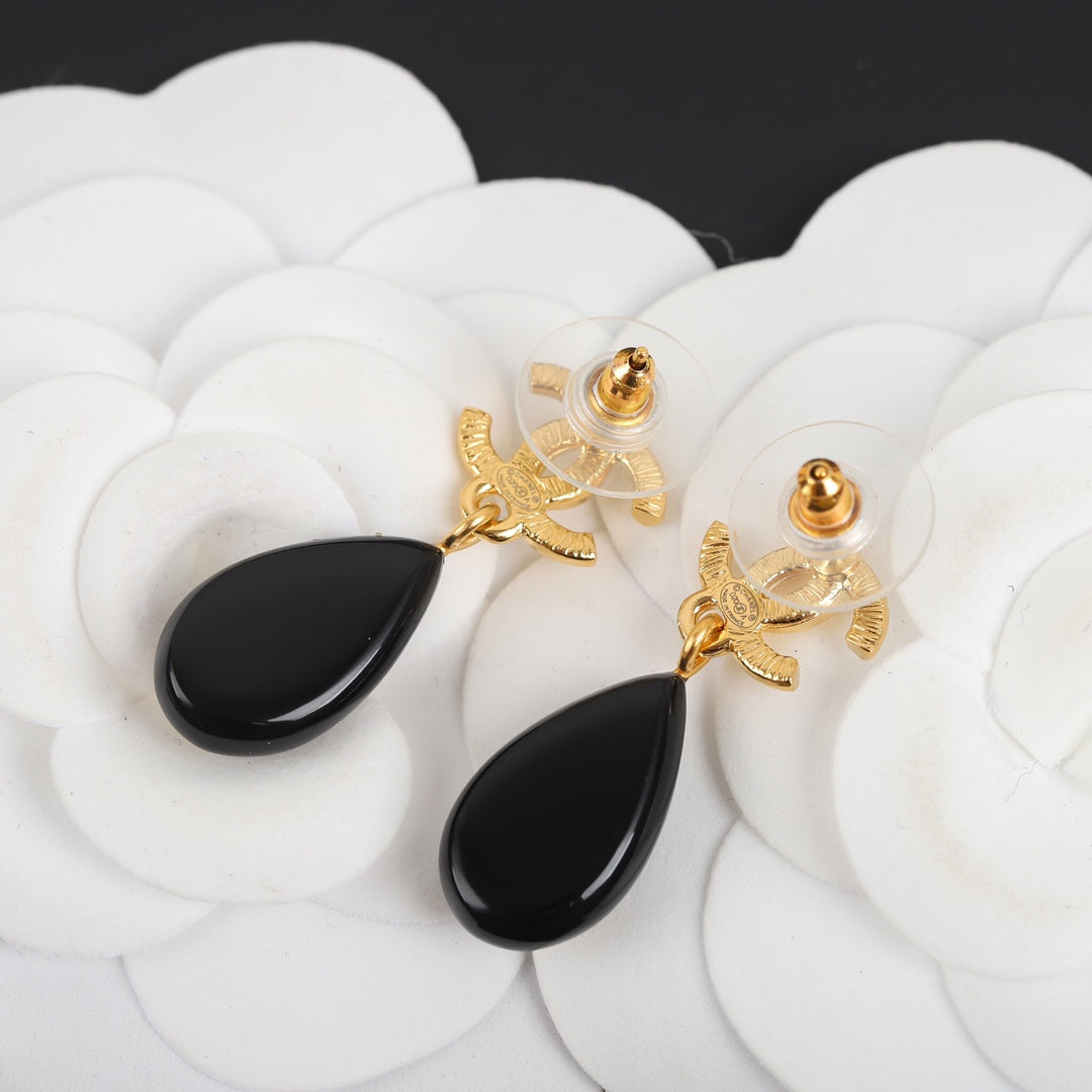 Chanel Camellia Pendant 18K Gold Earrings