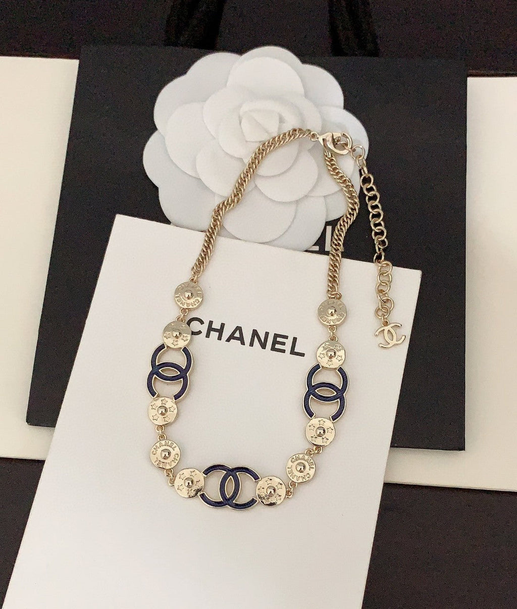 Chanel Blue Choker 18K Gold Necklace