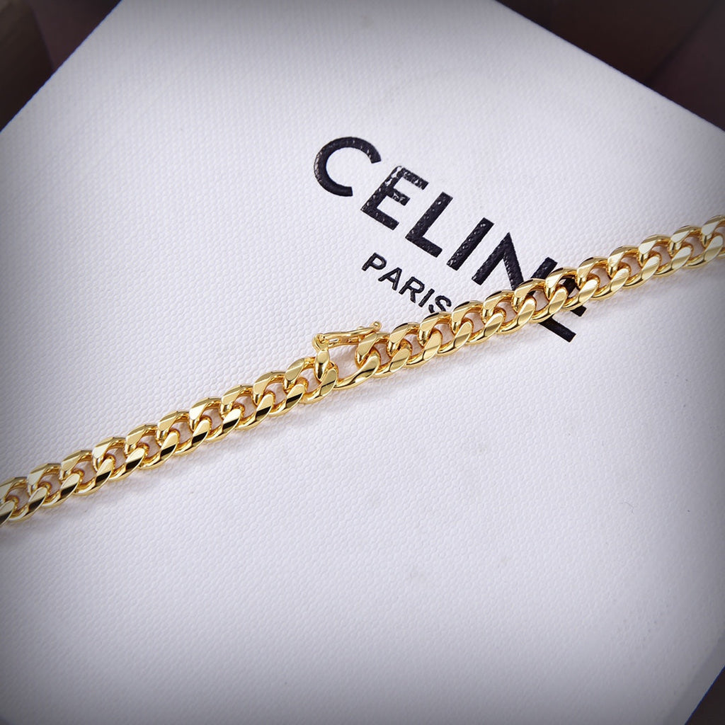 Dior Celine Small Gourmette 18K Gold Necklace