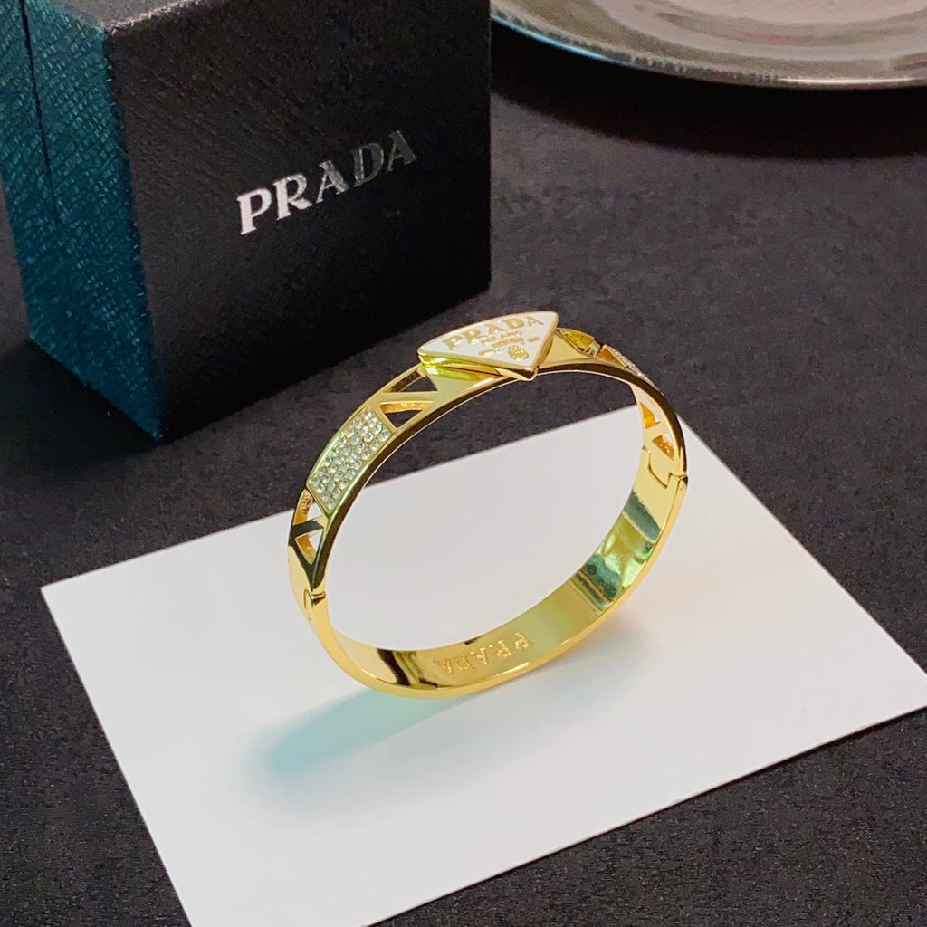 Prada Triangle Diamond 18K Gold Bracelet