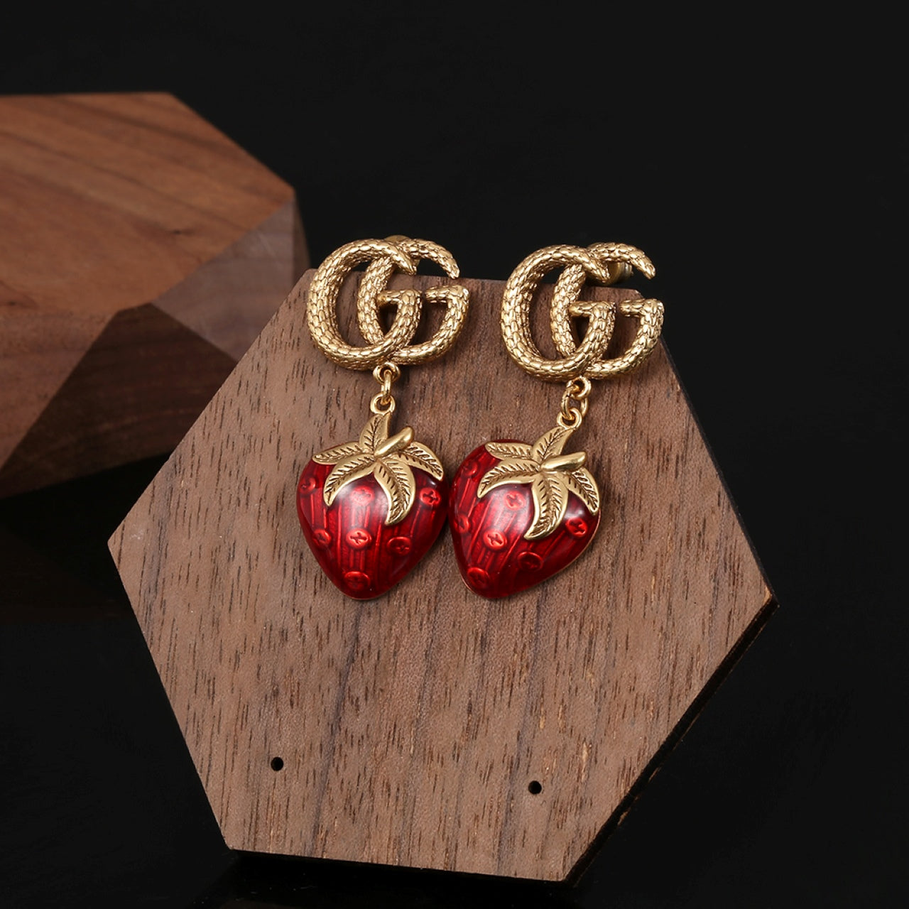 Gucci Double Strawberry 18K Gold Earrings