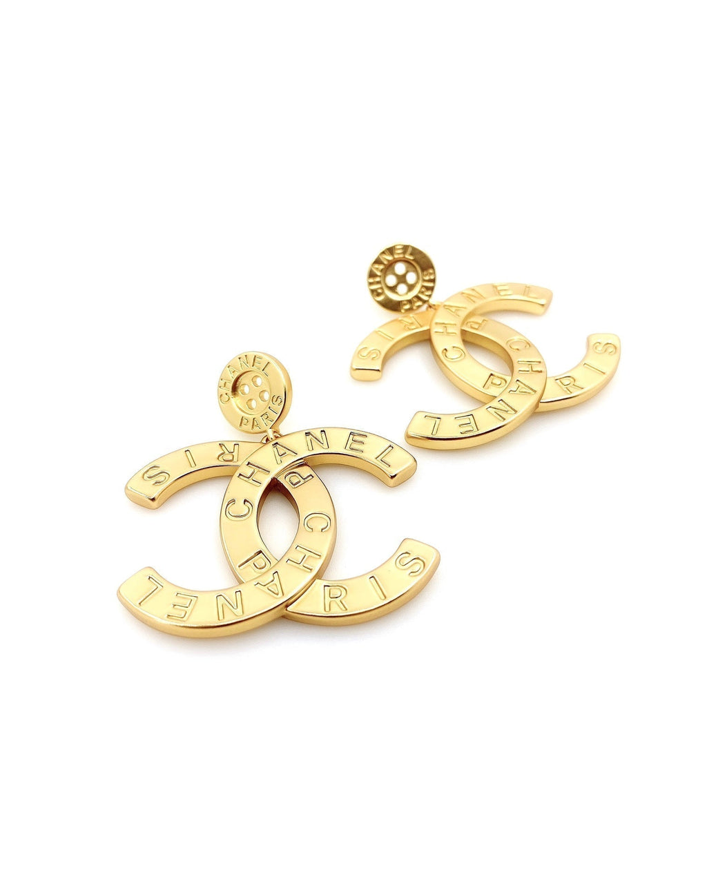 Chanel Drop Pendant 18K Gold Earrings