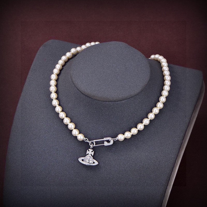 Vivienne West Mini Bas Relief Pearls 18K Gold Necklace