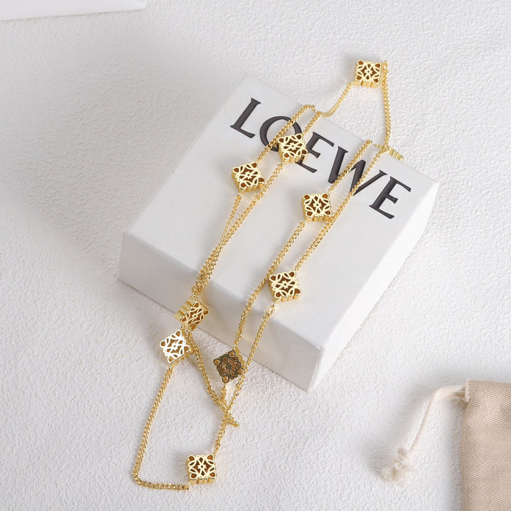 LOEWE Anagram Long 18K Gold Necklace
