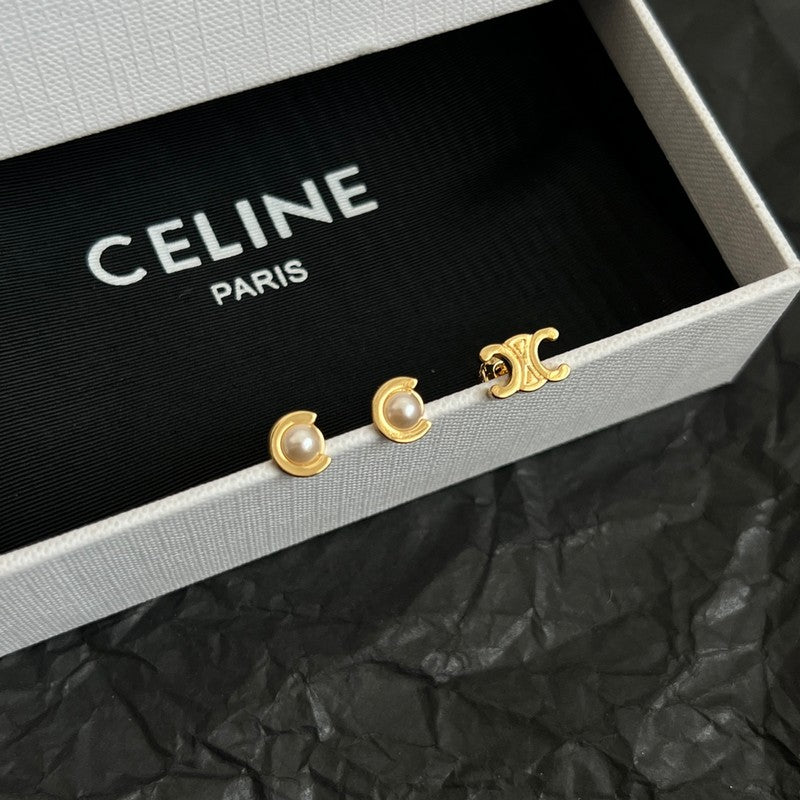 Celine Pearl Gold 18K Gold Earrings