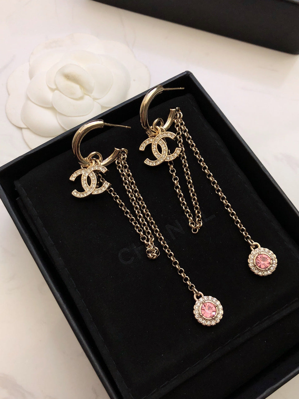 Chanel Tassel Crystals 18K Gold Earrings
