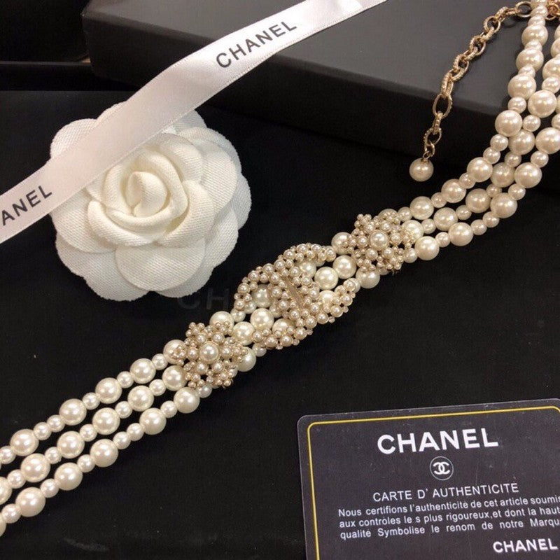 Chanel Pearl Choker 18K Gold Necklace