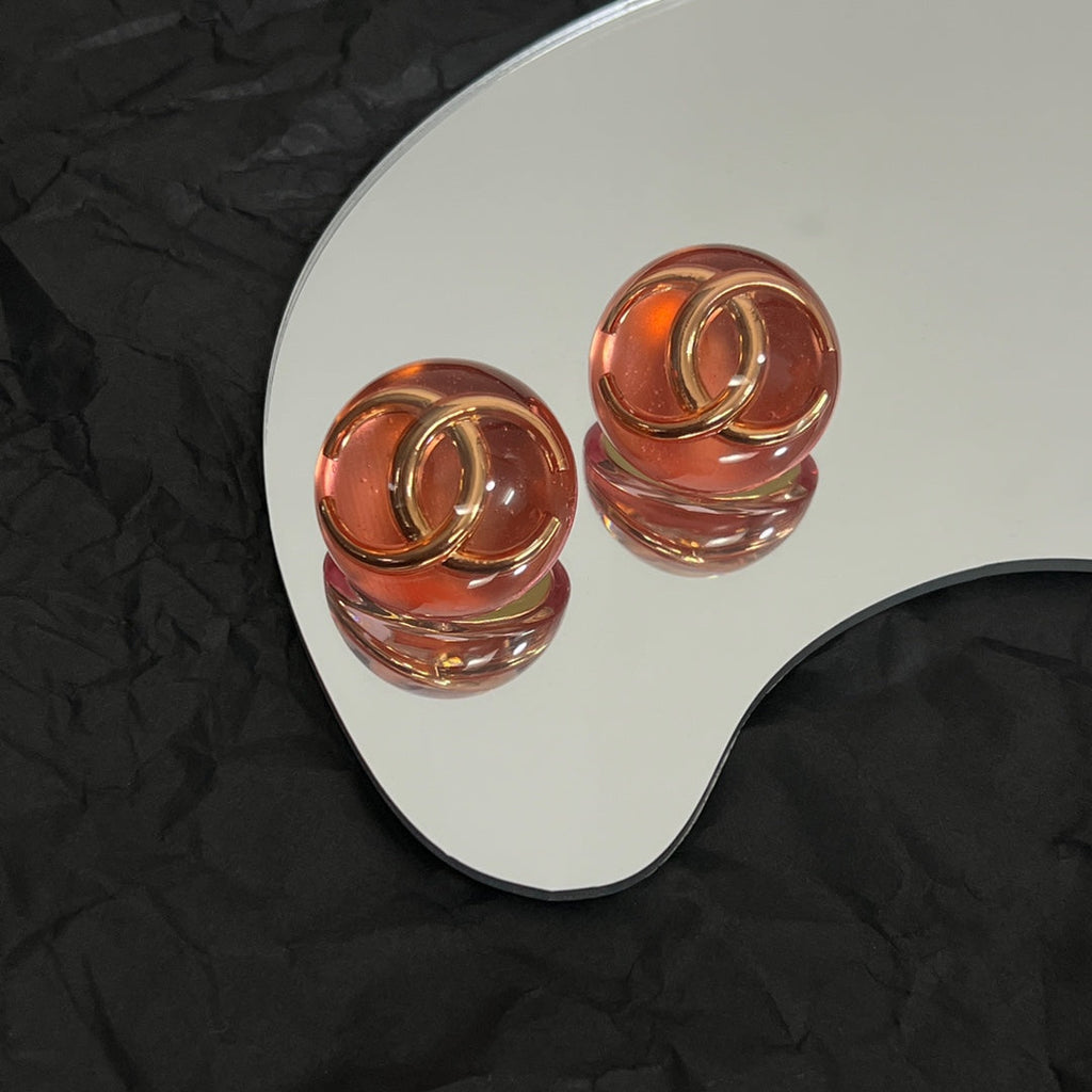 Chanel Vintage Red Crystal 18K Gold Earrings