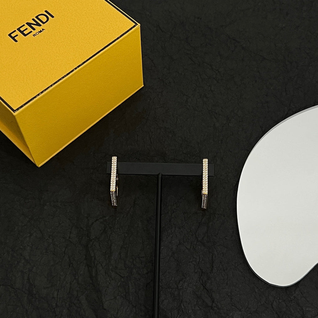 Fendi Forever Crystals 18K Gold Earrings