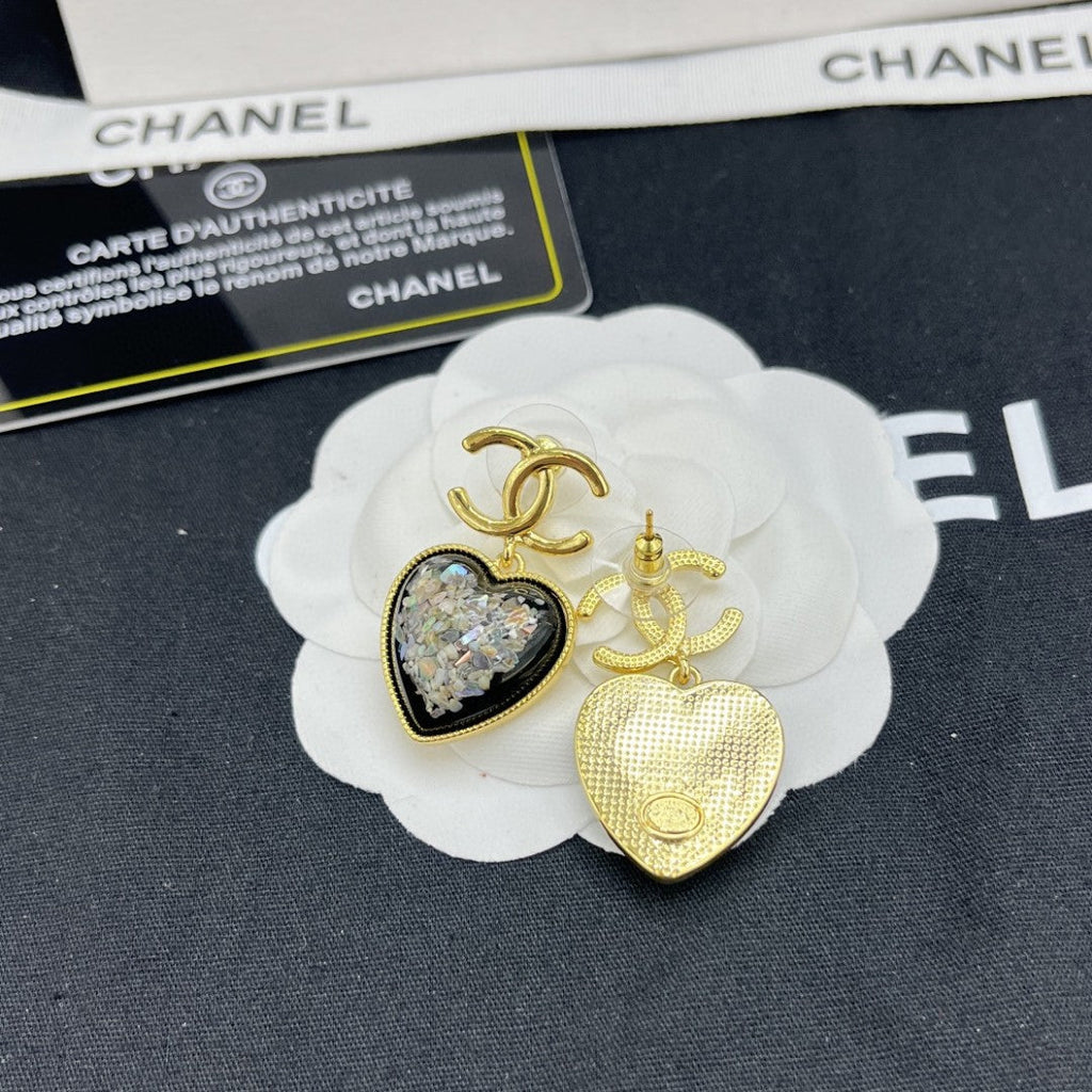 Chanel Multi-Color Crystals Heart 18K Gold Earrings