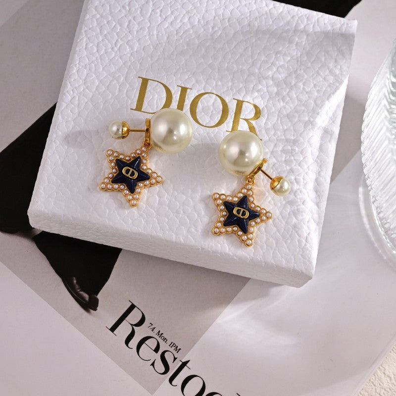 Dior Tribales Star Pearl 18K Gold Earrings
